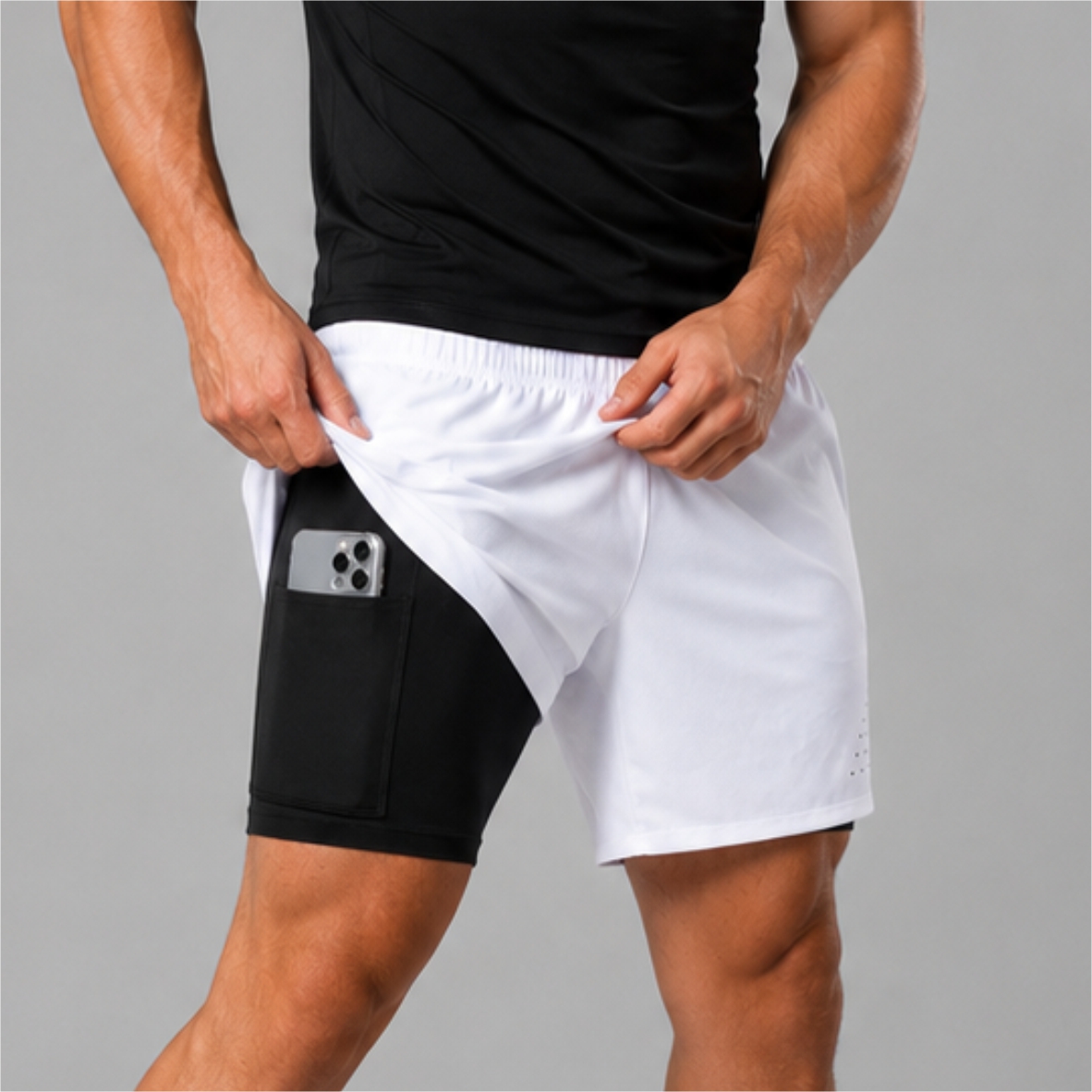 Bermuda 2 em 1 Compressão Elastano Masculina