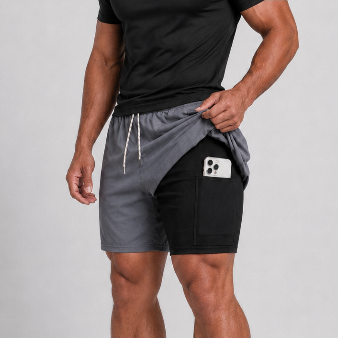 Bermuda 2 em 1 Compressão Dry Fit Masculina
